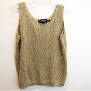 Christine Phillipe Gold Sleeveless Tank Sweater Large